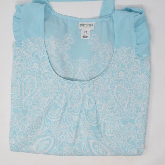 Motherhood Maternity Paisley Top Women Small Belt Blue White Casual Popover Boho - Picture 5 of 15